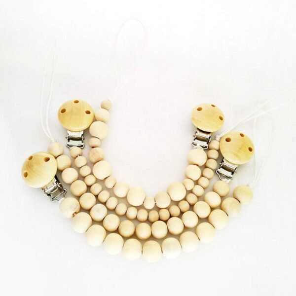 Kiwochy 16 PCS Natural Wooden pacifier Clip Pacifier Clip for Wooden Tooth gel DIY Soother Accessories Teething Grasping Toy for Making Pacifier Attachments Toy Holder Clip 1.77" x 1.18" Multicolor - Image 2