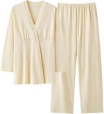 Women's Maternity Nursing Pyjamas Sets Loose Fit Long Sleeve Breastfeeding Nightwear Sets with Breast Pads Women Sleepwear Homewear Sets Plus Size Maternity Clothing