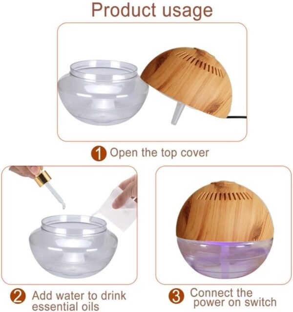 Purifier Air Revitaliser With Colour Changing LED Light, AC 220V Portable Bedroom Color Changing Humidifier, For Home Bedroom(220V UK) - Image 2