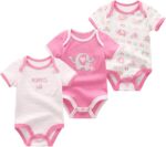 Chamie Baby Bodysuit Short Sleeve One-piece Suit Newborn Jumpsuit Infant Vest for Baby Boys and Girls 0-12 Months, Pack of 3