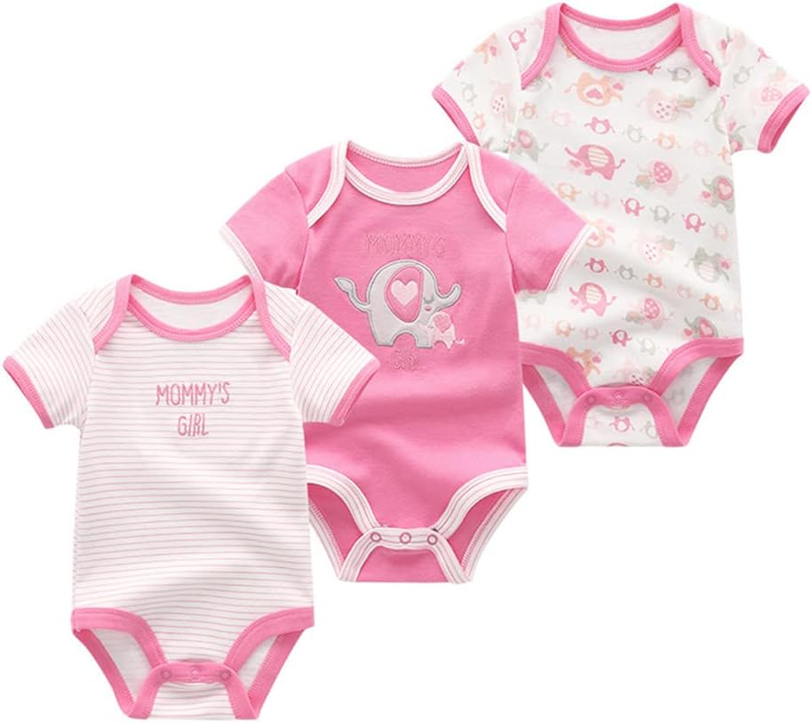 51PQglrV8dL._AC_SL1000_.jpg Chamie Baby Bodysuit Short Sleeve One-piece Suit Newborn Jumpsuit Infant Vest for Baby Boys and Girls 0-12 Months, Pack of 3 - Image 1