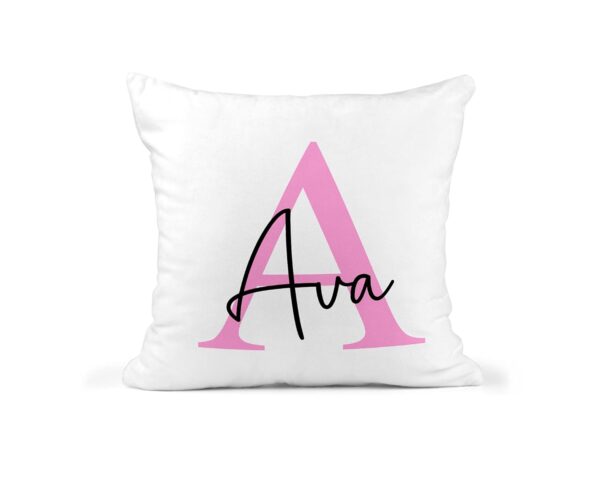 Personalised Name and Initial Cushion Cover & Insert, 40cm x 40cm, Nursery Decor, Kids Bedroom Decor, Gift for Kids, Gift for Couple, Custom Throw Pillow, Decorative Scatter Cushions - Image 3