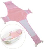 Baby Bath Support,Bathtub Support Net Adjustable Bath Tub Non-Slip Mesh Comfortable Bath Seat for Newborn Shower and 0-8 Month Infant Bathing(Pink)