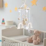 Wooden Cot Mobile Baby Cot Crib Mobile Boho Rainbow Crib Mobile with Wool Balls Baby Bed Mobile Wind Chime Rattle Toy Newborn Nursery Hanging Bed Bell for Boys and Girls - Image 2