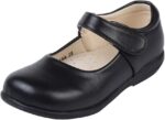 MK MATT KEELY Kids Girls Flat School Shoes Black Mary Jane Shoes for Girls Hook and Loop Comfortable Uniform Shoes