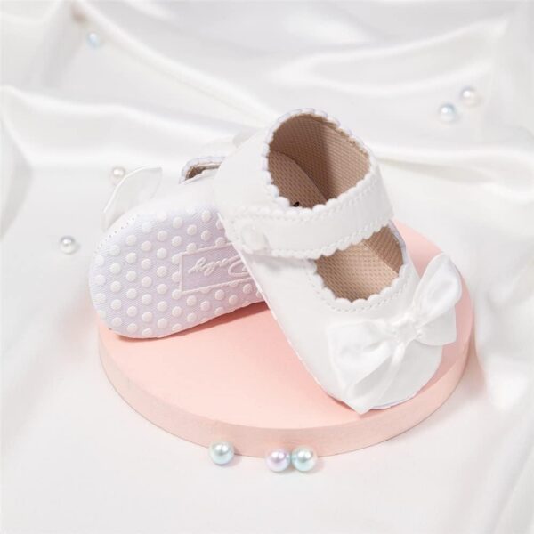 Sonsage Infant Baby Girls Bowknot Mary Jane Toddler PU Leather Soft Sole Princess Wedding Dress First Walking Flats Prewalker Newborn Ballet Shoes - Image 3