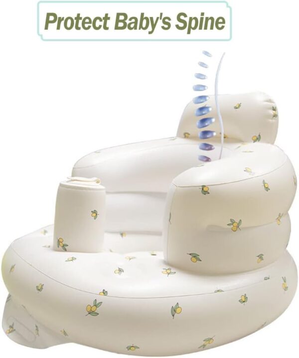 AirSwim Inflatable Baby Chair, Baby Inflatable Seat for Babies 3 Months and Up Summer Inflatable Baby Seat for Sitting Up, Blow Up Baby Floor Seat with Built in Air Pump, Orange - Image 2