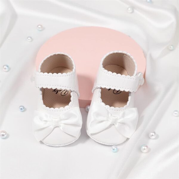Sonsage Infant Baby Girls Bowknot Mary Jane Toddler PU Leather Soft Sole Princess Wedding Dress First Walking Flats Prewalker Newborn Ballet Shoes - Image 2