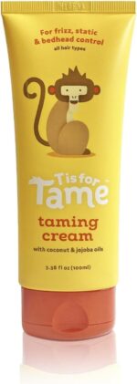 T is for Tame - Hair Taming Cream for Kids, All-Natural for Frizz & Flyaways, Coconut Oil & Jojoba Leave in Cream, Safe for Babies & Toddlers, Not Sticky, Straight or Curly Hair