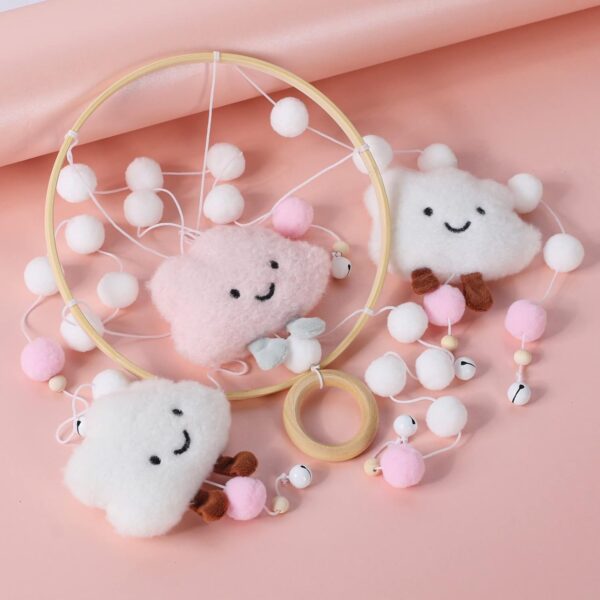 Mobile Baby Wind Chimes, Cloud Doll, Wooden with Felt Balls 3D, Bed Bell Pendant for Baby Cot Boys and Girls (Pink) - Image 9