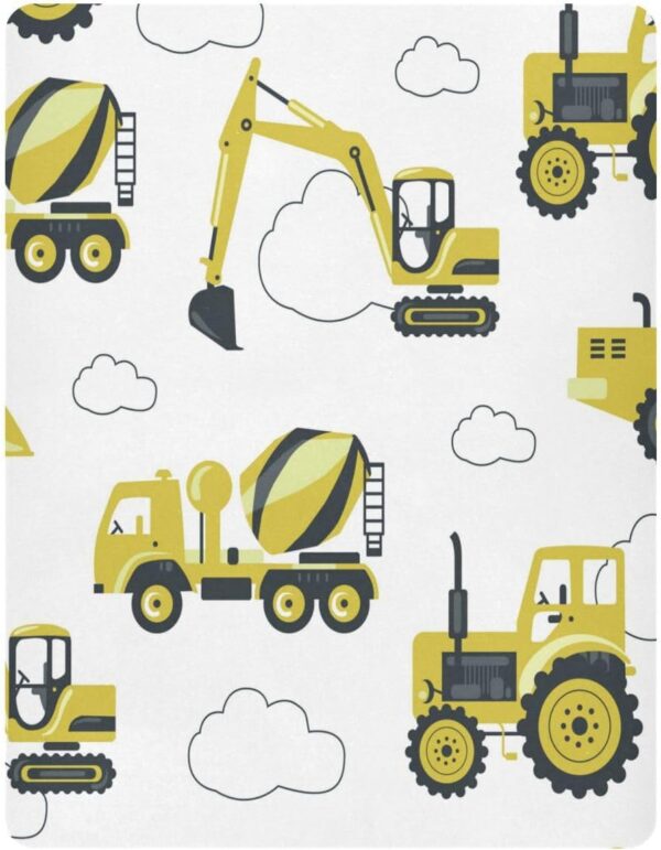 Kcldeci Baby Crib Sheets for Boys Girls Yellow Heavy Construction (2) Toddler Bed Sheets Playard Mattress N Play Sheets M - Image 2