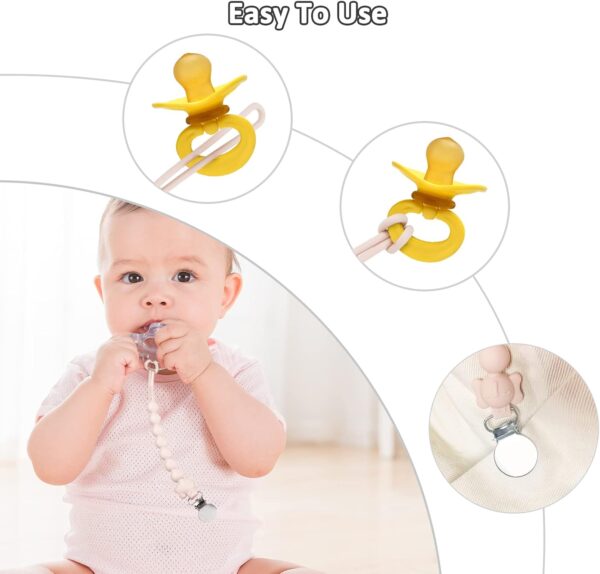 Dummy Clip- BPA Free, 2PCS Premium Silicon Cute Pacifier Clips for Girls, Newborn Baby Pacifier Holder Leash Chains Fits All Pacifier Teecher Toys Baby Shower(Green-Pink) - Image 6
