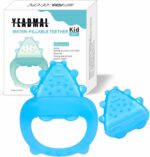 Freezable Baby Teether Toys,Water Fillable Baby Teething Relief,Chill Teether for Babies 0-3-6-12-24 Months, Cools & Massages Sore Gums,No Chill Handle,BPA-Free Silicone Teething Toys Cooling (Blue)