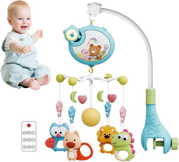 Baby Crib Mobile with Music, Lights & Remote Control | Automatic Rotating Musical Toy for Boys & Girls, Perfect Christmas & Birthday Gift - Image 3