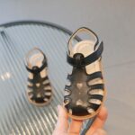 Toddler Girls Sandals Leather Soft Closed Toe Flat Sandal Gladiator T-strap Dress Sandals Anti Slip Shoes Baby Little Kid Girl Fashion Beach Sandals Casual Summer Flats Velcro Sandals - Image 3