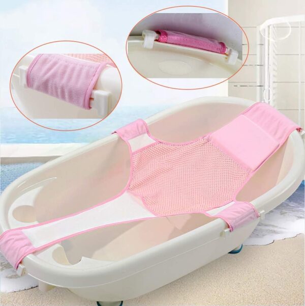 Baby Bath Support,Bathtub Support Net Adjustable Bath Tub Non-Slip Mesh Comfortable Bath Seat for Newborn Shower and 0-8 Month Infant Bathing(Pink) - Image 6