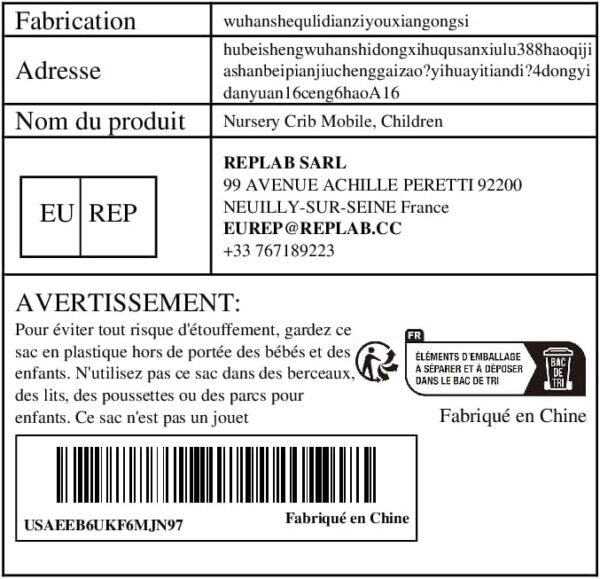 Nursery Crib Mobile, Children Cot Phone, Cradle Mobile with Music, Bedtime Moving with Dolls, 26.77 x 12.99 Inches, Soft Cover Crib for Girls Aged 0-12 Months - Image 9