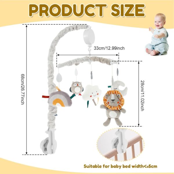 Nursery Crib Mobile, Children Cot Phone, Cradle Mobile with Music, Bedtime Moving with Dolls, 26.77 x 12.99 Inches, Soft Cover Crib for Girls Aged 0-12 Months - Image 2