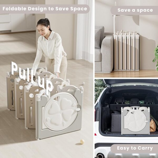 UBRAVOO Large Playpen for Baby and Toddlers, Foldable Baby Playpen Kids Activity Centre Safety Play Yard Home Indoor Outdoor (18-Panel, Grey - Image 2