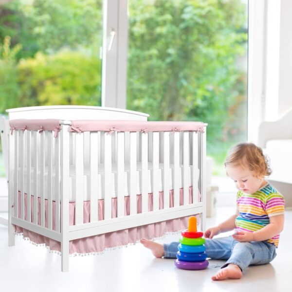 Crib Rail Cover Protector, Baby Crib Rail Cover Protector Set, Thicken Baby Crib Cot Wrap Padded Crib Rail Cover Teething Guard Boys Girls, Anti-Collision Strip Cushion Baby Cot Bed Fence Cover - Image 4