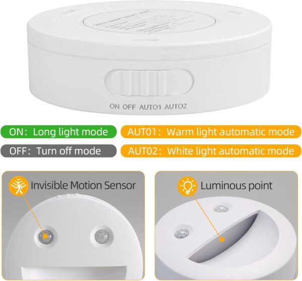 Cove Comfort Stick-On Smile Children's Night Light - LED Motion Sensing, Battery Powered, Easy Magnetic Installation [1-Pack] - Image 3