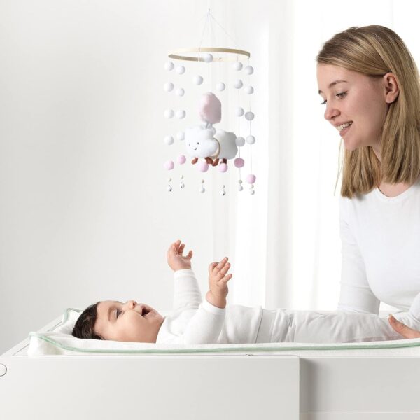 Mobile Baby Wind Chimes, Cloud Doll, Wooden with Felt Balls 3D, Bed Bell Pendant for Baby Cot Boys and Girls (Pink) - Image 8