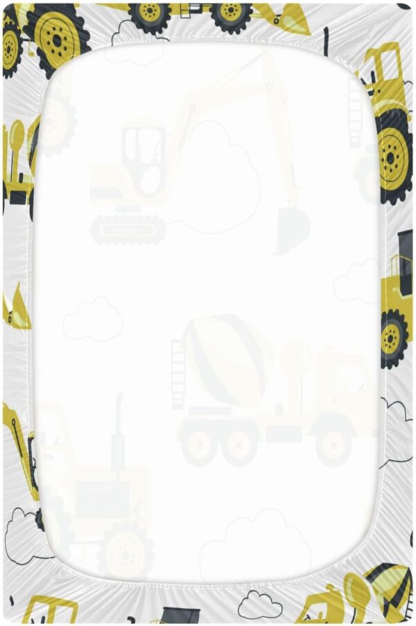 Kcldeci Baby Crib Sheets for Boys Girls Yellow Heavy Construction (2) Toddler Bed Sheets Playard Mattress N Play Sheets M - Image 3