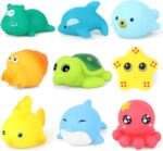 Lemicin Bath Toys Ocean Animal - 9pcs Bath Squirter Toys Floating Rubber Fish Water Toys for Bathtub Tub Water Pool Shower Toys for 1 2 3 4 Year Old Baby kids children