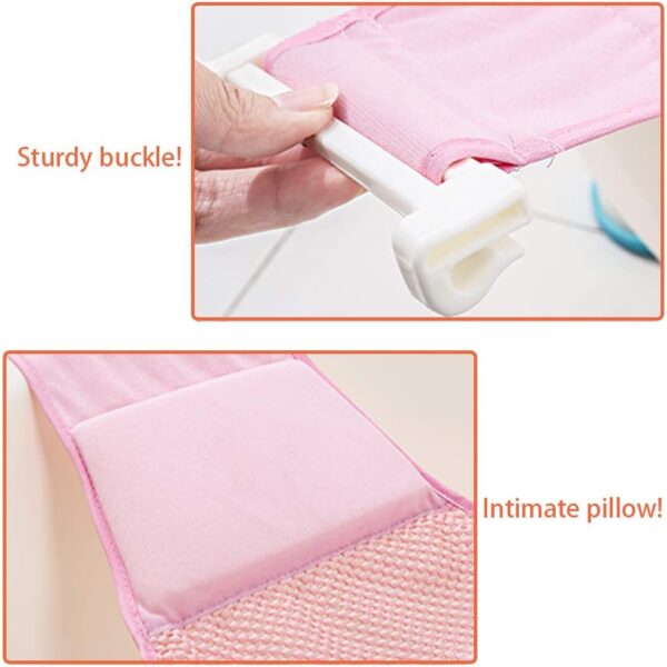 Baby Bath Support,Bathtub Support Net Adjustable Bath Tub Non-Slip Mesh Comfortable Bath Seat for Newborn Shower and 0-8 Month Infant Bathing(Pink) - Image 4