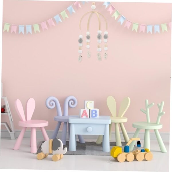 JOINPAYA Bed Bell Wind Chime Crib Cot Bed Beds Animal Cots Mobile Wind Chimes Girl Mobile Wooden Wind Chime Mobile Hanger V Hair Ball Grey - Image 5