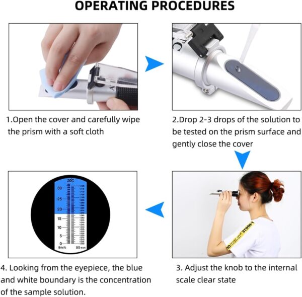 Brix Refractometer, Handheld SG 1.000-1 .120 Beer Refractometer 0-32% Brix Reference Temperature 20C Dual Scale with Plastic Retail Box, for Sugar, Food, Fruit, Beverages Honey - Image 6