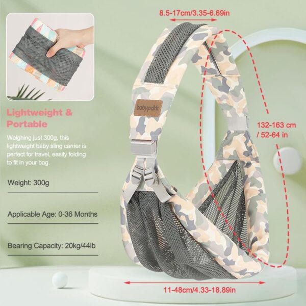 Tyuodna Baby Carrier,Portable Baby Sling Carrier,Breathable Toddler Carrier Sling,Ergonomic Design Baby Sling Wrap,Adjustable Baby Wrap Carrier for Newborn up to 0-36 Month (Grey) - Image 6