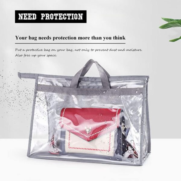 2PCS Dust Bags for Handbags Clear Purse Storage Organizer Non-Woven Hanging Bag Closet with Zipper and Handle (X-Large,Grey Color) - Image 7