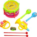 Hojalis Baby Musical Instruments Set, 8 Pcs Kids Drum Kit, Baby Drum Set, Toddler Musical Instruments, Sensory Percussion Instruments, Educational Musical Toy for Baby Boys Girls Age 1-5(Random Color)