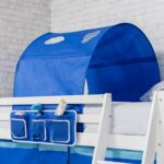 Noa and Nani Mid Sleeper Bunk Bed WHITE Pine Cabin bed with Slide + BLUE Design + Tunnel 6970WG-BLUE - Image 2