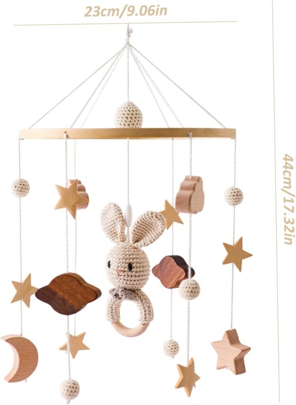 Lawnrden Baby Crib Mobile for Boys Girls,Baby Mobile Rabbit Style Crib Mobile for Boys Girls 3D Clouds Animals Baby Mobile for Crib Wind Chimes Kids Room Nursery Decor Babyshower Gifts - Image 4