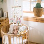 Wooden Cot Mobile Baby Cot Crib Mobile Boho Rainbow Crib Mobile with Wool Balls Baby Bed Mobile Wind Chime Rattle Toy Newborn Nursery Hanging Bed Bell for Boys and Girls - Image 4
