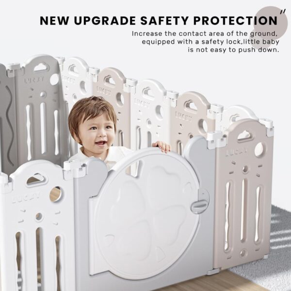 UBRAVOO Large Playpen for Baby and Toddlers, Foldable Baby Playpen Kids Activity Centre Safety Play Yard Home Indoor Outdoor (18-Panel, Grey - Image 3