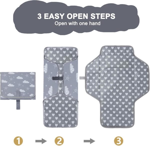 Tomtary Portable Baby Changing Mat Foldable Changing Mat Travel Changing Mat Changing Bag for Newborn Baby Bag Baby Changing Bag Travel Essentials - Image 4