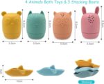 BelleStyle Baby Bath Toys, 7 Pcs Silicone Mold Free Bathtub Toys for Kids, Squeeze Spray Bath Toys Baby Boats Floating Bath Tub Water Toys Sensory Educational Toys for 1 2 3 4 Year Olds Boys Girls - Image 7