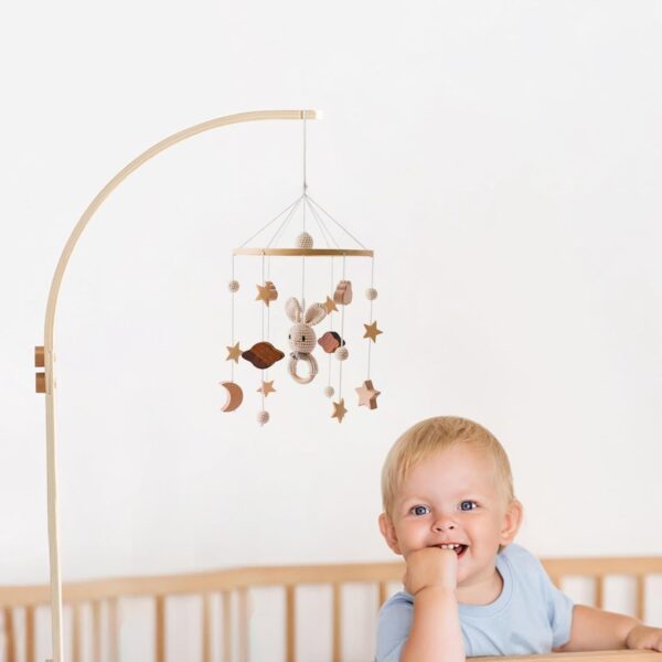 Lawnrden Baby Crib Mobile for Boys Girls,Baby Mobile Rabbit Style Crib Mobile for Boys Girls 3D Clouds Animals Baby Mobile for Crib Wind Chimes Kids Room Nursery Decor Babyshower Gifts - Image 2