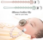 Dummy Clip- BPA Free, 2PCS Premium Silicon Cute Pacifier Clips for Girls, Newborn Baby Pacifier Holder Leash Chains Fits All Pacifier Teecher Toys Baby Shower(Green-Pink) - Image 7