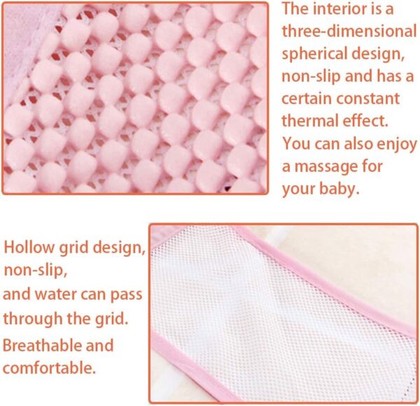 Baby Bath Support,Bathtub Support Net Adjustable Bath Tub Non-Slip Mesh Comfortable Bath Seat for Newborn Shower and 0-8 Month Infant Bathing(Pink) - Image 3