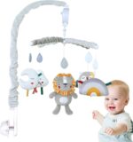Nursery Crib Mobile, Children Cot Phone, Cradle Mobile with Music, Bedtime Moving with Dolls, 26.77 x 12.99 Inches, Soft Cover Crib for Girls Aged 0-12 Months