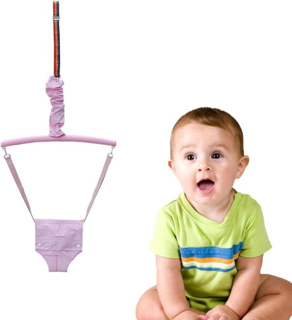 Baby Door Jumper and Bouncer - Doorway Hanging Swing Jump Up Seat, Portable Jump Bumper Exerciser with Adjustable Strap + Saddle Stand, Sensory System Training Toy for Toddler (Not Include Rack) - Image 5