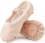 Bezioner Ballet Shoes Leather Ballet Flats Full Sole Dance Slippers for Girls Toddlers Women