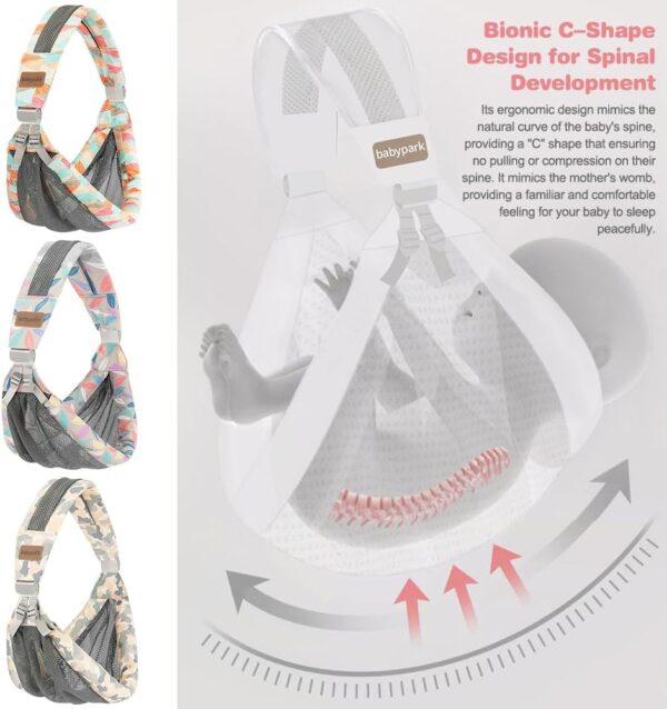 Tyuodna Baby Carrier,Portable Baby Sling Carrier,Breathable Toddler Carrier Sling,Ergonomic Design Baby Sling Wrap,Adjustable Baby Wrap Carrier for Newborn up to 0-36 Month (Grey) - Image 4