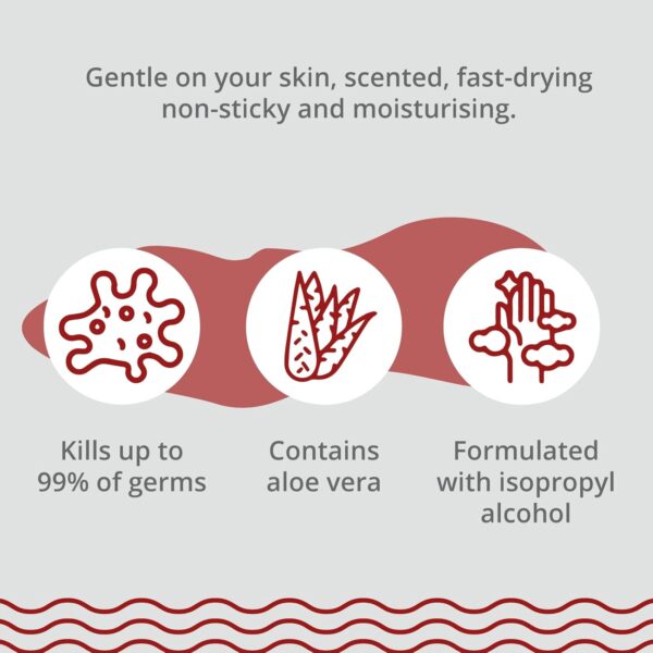 Palm Safe Red Rose 3 Pack 60ml Anti Bacterial Premium Hand Sanitiser Travel Size Refillable Clip Bottle Quick Drying Non Sticky Extra Moisturising Kills 99.9% of Viruses and Bacteria - Image 5