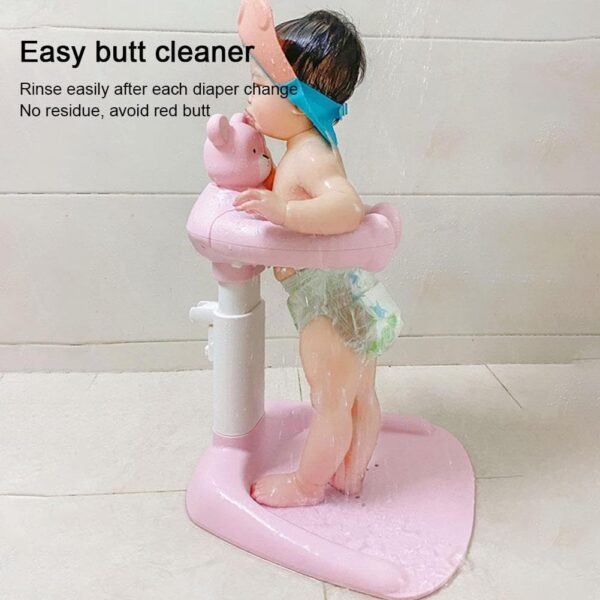 Adjustable Baby Shower Stand with Anti-Slip Base, Hug Bath Tower for Standing Up Themselves, 6-18 Months Toddler Shower Stand Support, Bathing Seat Chair Handle, Free Mother Hands - Image 6