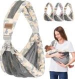 Tyuodna Baby Carrier,Portable Baby Sling Carrier,Breathable Toddler Carrier Sling,Ergonomic Design Baby Sling Wrap,Adjustable Baby Wrap Carrier for Newborn up to 0-36 Month (Grey)